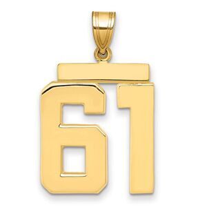 14k Yellow Gold, Athletic Collection, Large Polished Number 61 Pendant